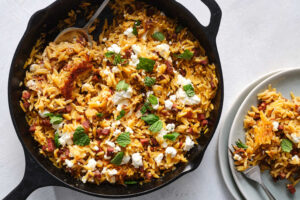 Skillet, Orzo, Chorizo, Dates, สูตร