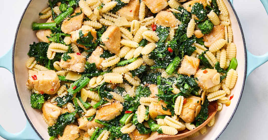 ไก่, บรอกโคลีราบ, พ pasta, สูตร